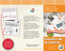 Florida Lottery - Scams Brochure 2014 (Spanish)