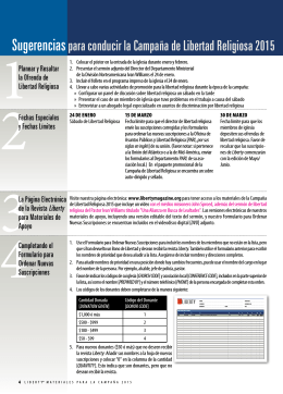 Sugerenciaspara conducir la Campaña de Libertad Religiosa 2015