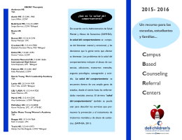 Campus Based Counseling Referral Centers 2015- 2016