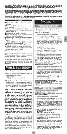 13 Las teclas Prueba del control a distancia, antes de la