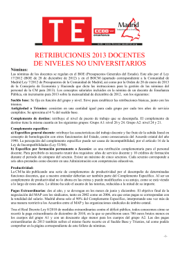 TE sobre retribuciones de los docentes en 2013