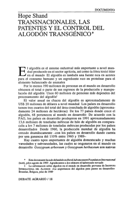 Transnacionales, las patentes y el control de algodón
