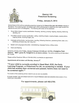District 105 Preschool Screening