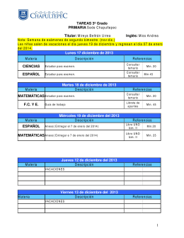 TAREAS 5º Grado PRIMARIA Sede Primavera