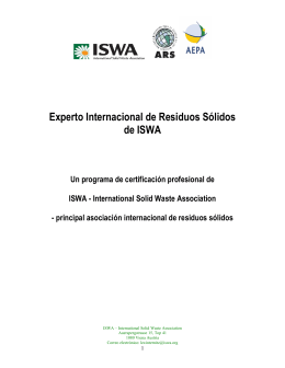 Experto Internacional de Residuos Sólidos de ISWA