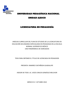 Análisis curricular del plan de estudios de la Licenciatura en