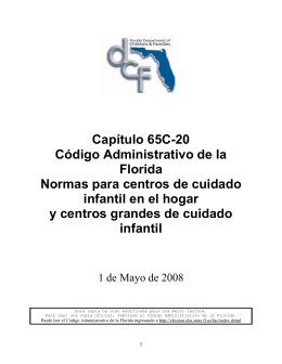 Capítulo 65C-20 Código Administrativo de la Florida Normas para