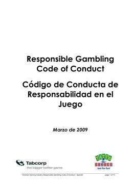 Responsible Gambling Code of Conduct Código de Conducta de
