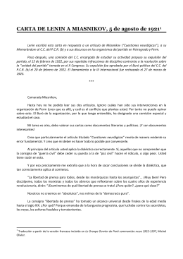 CARTA DE LENIN A MIASNIKOV, 5 de agosto