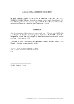 CAIXA LAIETANA PREFERENCE LIMITED D. Marc Zaragoza