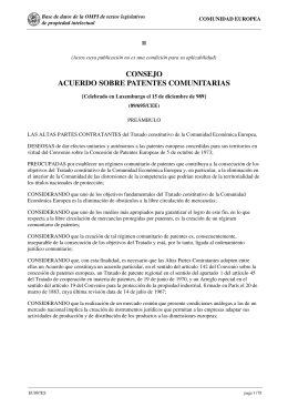 EU007: Patentes (Patentes Comunitarias), Acuerdo, 15/12