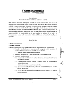Acta de Sesión Tercera Sesión Ordinaria del mes de