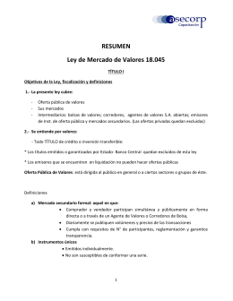 RESUMEN Ley de Mercado de Valores 18.045