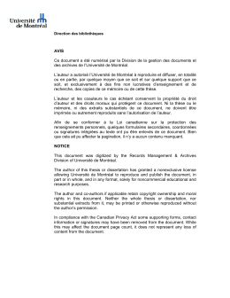 AVIS Ce document a &eacute;t&eacute; num&eacute;ris&eacute; par la Division de la