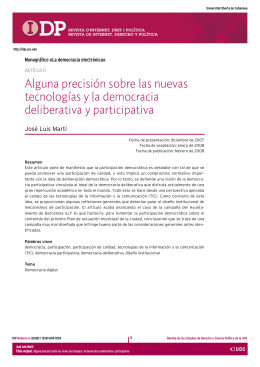 Alguna precisión sobre las nuevas tecnologías y la democracia