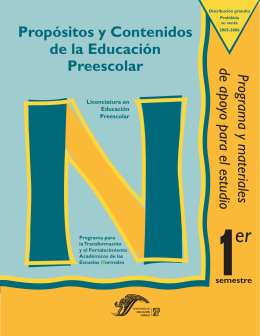 Propósitos y Contenidos de la Educación Preescolar