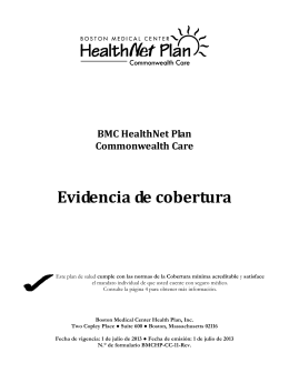 BMC HealthNet Plan Commonwealth Care Evidencia de cobertura
