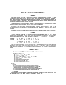 CEBUANO PHONETICS AND ORTHOGRAPHY1