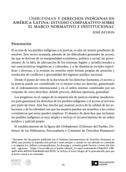 Ombudsman y derechos indígenas en América Latina: estudio