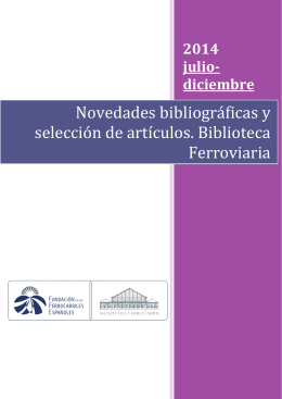 Novedades Biblioteca. Agosto-Diciembre, 2014