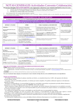 NOTAS GENERALES Actividades Convenio Colaboración