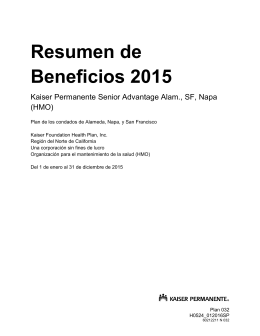 2015 Summary of Benefits Alameda, Napa, and San Francisco