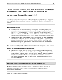 Aviso anual de cambios para 2015 de Elderplan for Medicaid