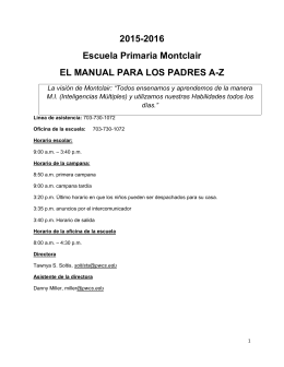 2015-2016 Escuela Primaria Montclair EL MANUAL PARA LOS
