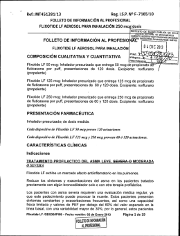 Ref.: MT451281/13 FOLLETO DE INFORMACIÓN AL