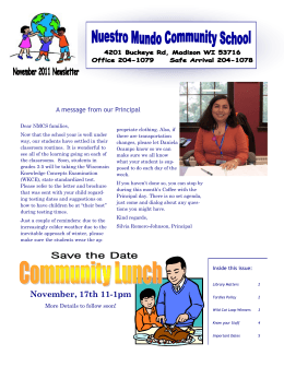 November, 17th 11-1pm - Nuestro Mundo Community School