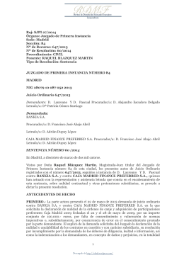 SJPI Nº 84, Madrid, núm. 60/2014, del 17 de marzo de 2014