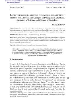 Luces y armas de la adultez. Genealogía de la crítica y crítica de la
