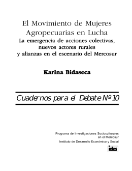 Bidaseca, Karina, El Movimiento de Mujeres Agropecuarias en