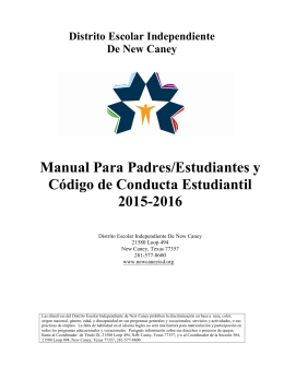 Distrito Escolar Independiente De New Caney Manual Para Padres