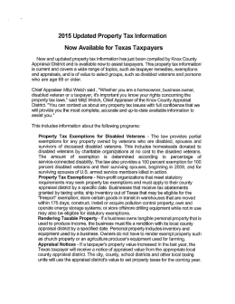 2015 Updated Property Tax Information Now Available for Texas