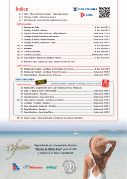 Indice - Nuestros Precios Incluyen - Notas Importantes