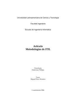 Artículo Metodologías de ITIL