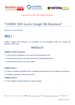 Indice curso posicionamiento local Google My Business