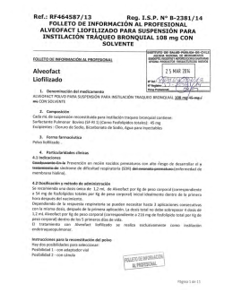 Alveofact liofilizado para suspensión para instilación traqueo