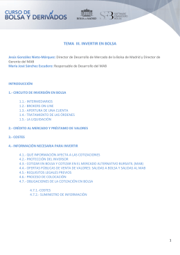 TEMA III. INVERTIR EN BOLSA - Curso de Bolsa y Derivados
