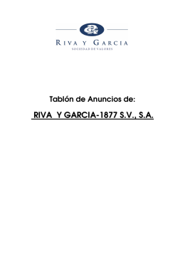RIVA Y GARCIA-1877 S.V., S.A.