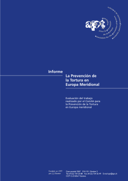 Informe La Prevención de la Tortura en Europa Meridional