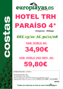 HOTEL TRH PARAÍSO 4* 34,90€ 59,80€