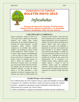 Boletín del mes de Mayo 2015 - Cooperativa de Vivienda las Cabañas