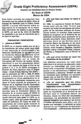 Examen de Habilidad para el Octavo Grado Su Guia al GEPA Marzo