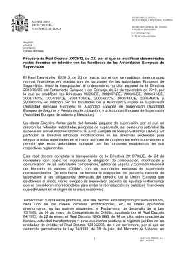 Proyecto de Real Decreto XX/2012, de XX, por el que se modifican