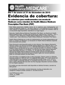 Evidencia de cobertura: - Health Alliance Medicare Advantage Plans