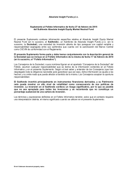 Absolute Insight Funds p.l.c. Suplemento al Folleto Informativo de