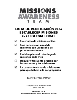 LISTA DE VERIFICACIÓN PARA ESTABLECER MISIONES EN LA