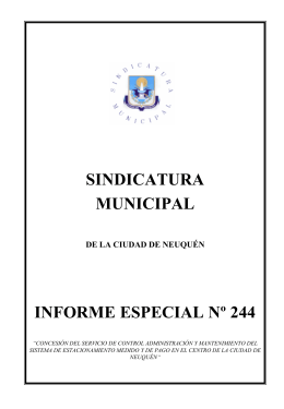 Informe Especial Nº 244 S.E.I.N. - Sindicatura Municipal de Neuquén